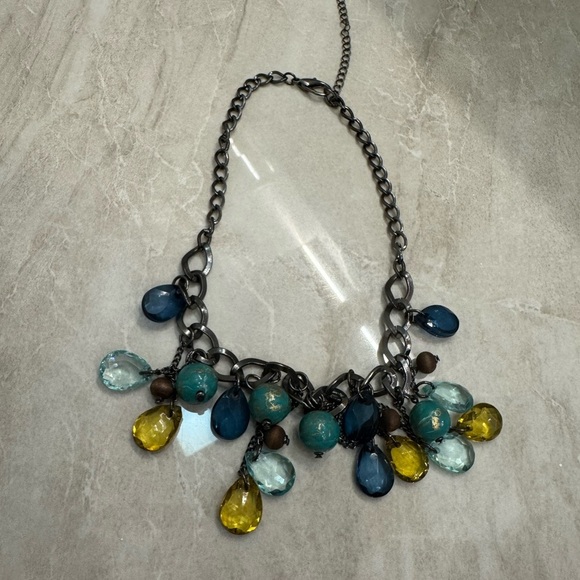 🔥New In 🎉Blue and gold statement necklace #statementjewellery🔥 - Picture 5 of 6